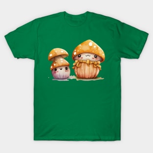 Cute Mushroom Cartoonish Design Six T-Shirt